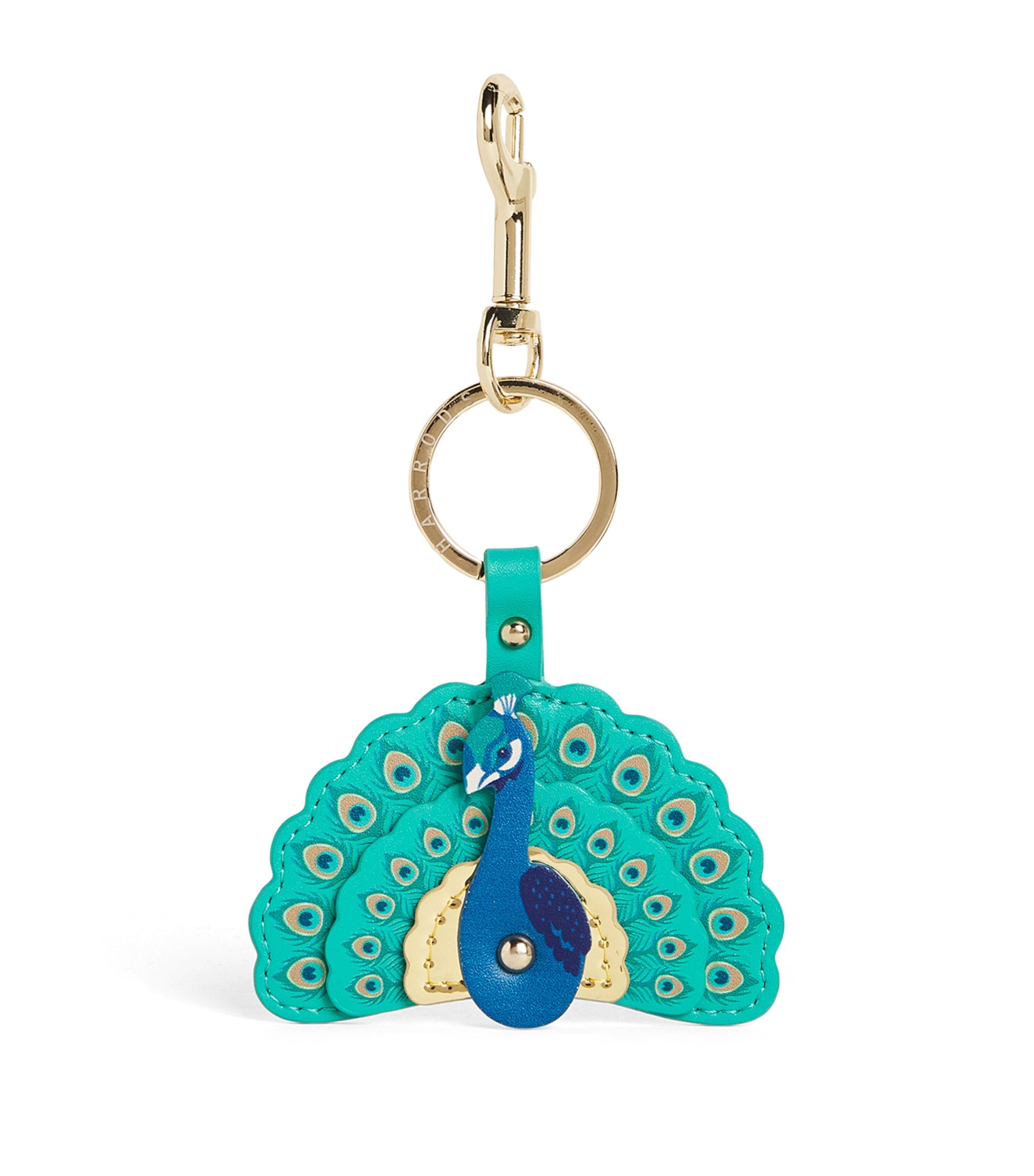 Multi Leather Peacock Keyring