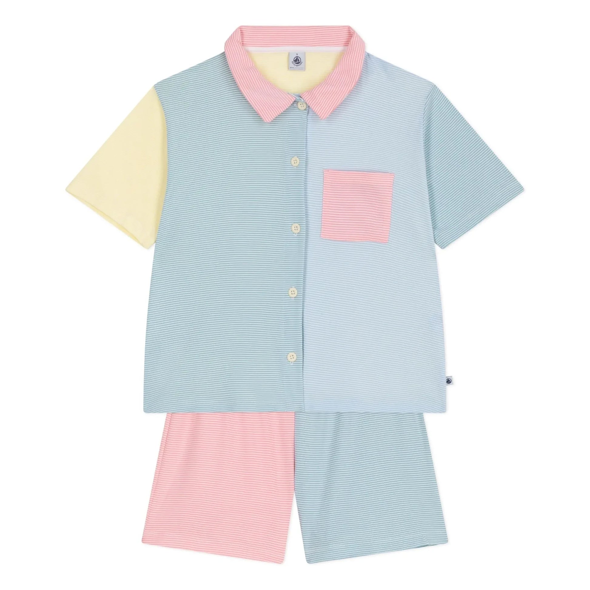 Petit Bateau - Colorblock Striped Short Pyjamas | Green