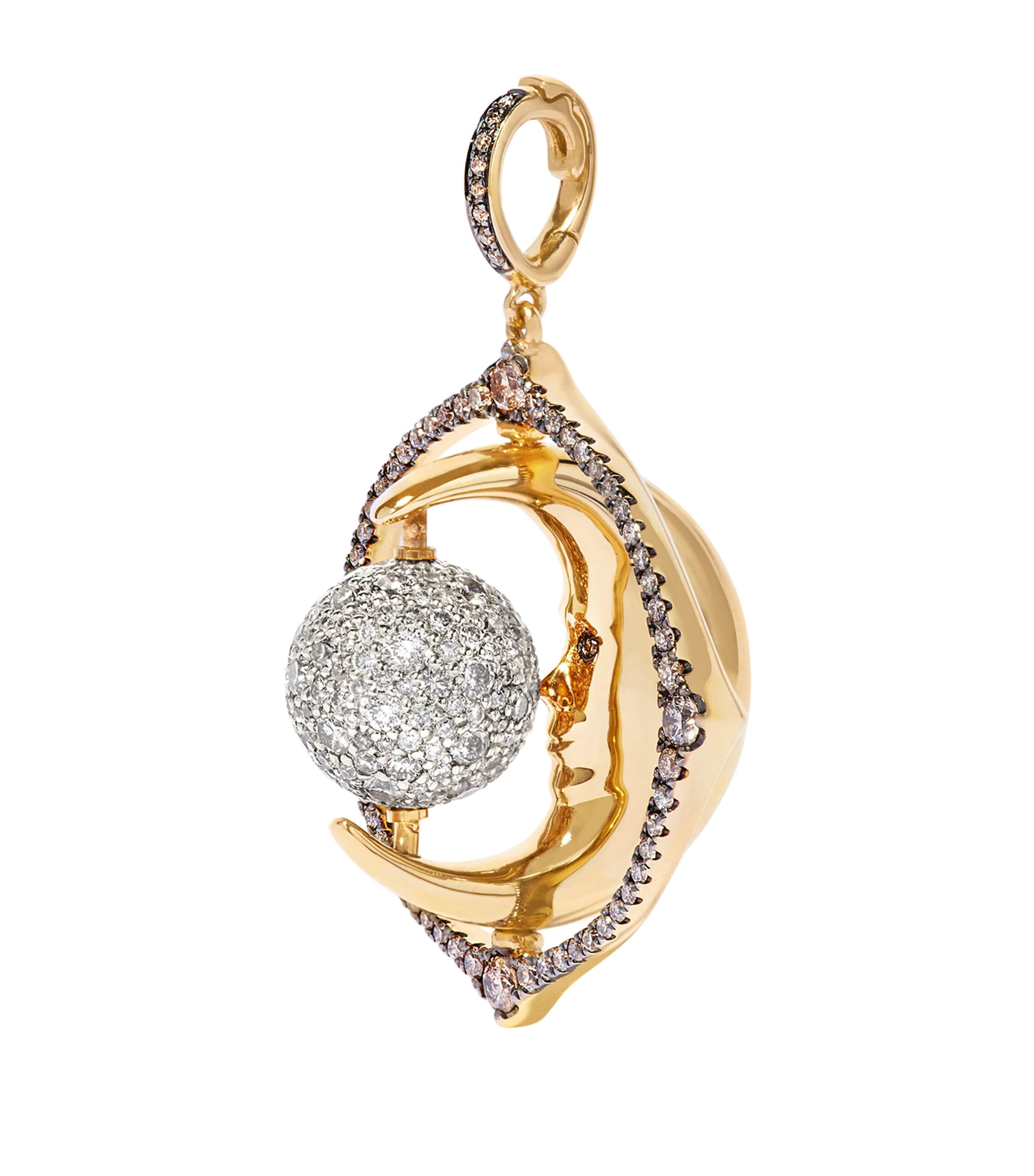 Mixed Gold and Diamond Mythology Spinning Moon Charm