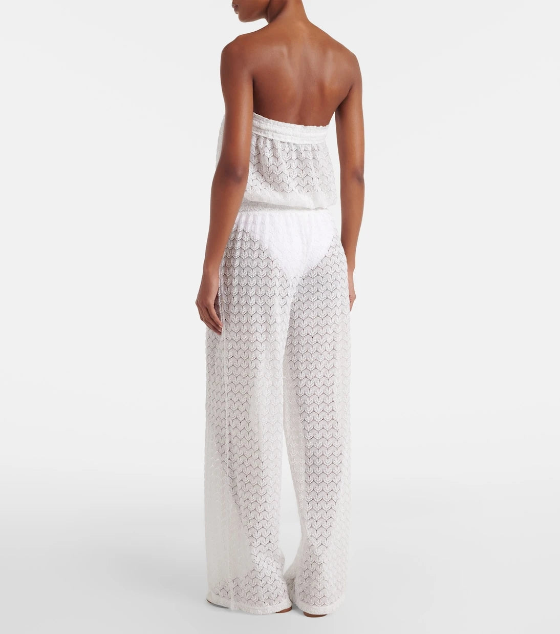 Melissa Odabash - Viv sheer pointelle cotton-blend jumpsuit