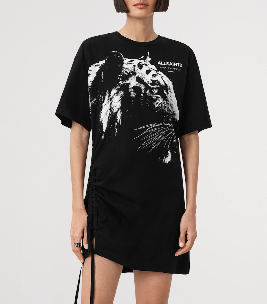 AllSaints Black Organic Cotton Ivana Naiema T-Shirt Dress