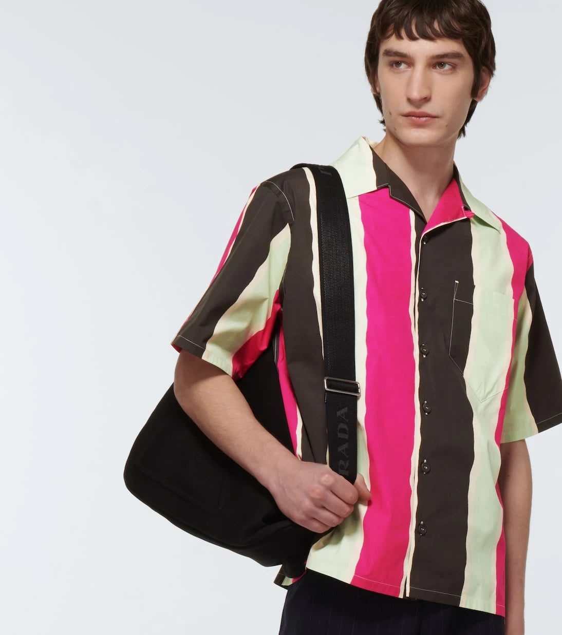 Prada - قميص بولو مخطط من مزيج القطن