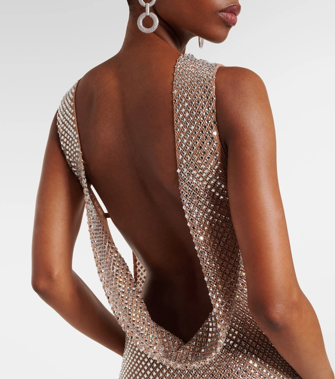 Self-Portrait - Rhinestone draped open-back maxi dress