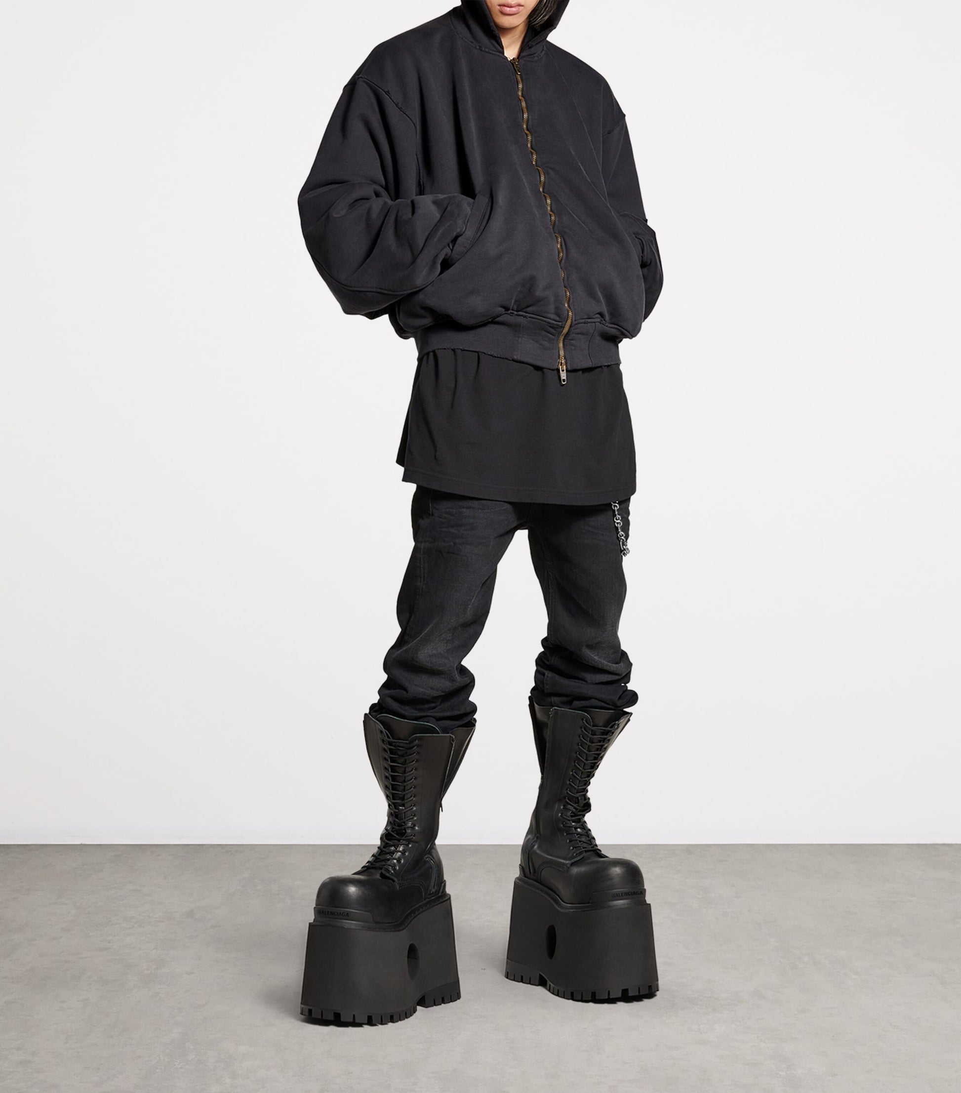 Silver Cotton Hooded Bomber Jacket