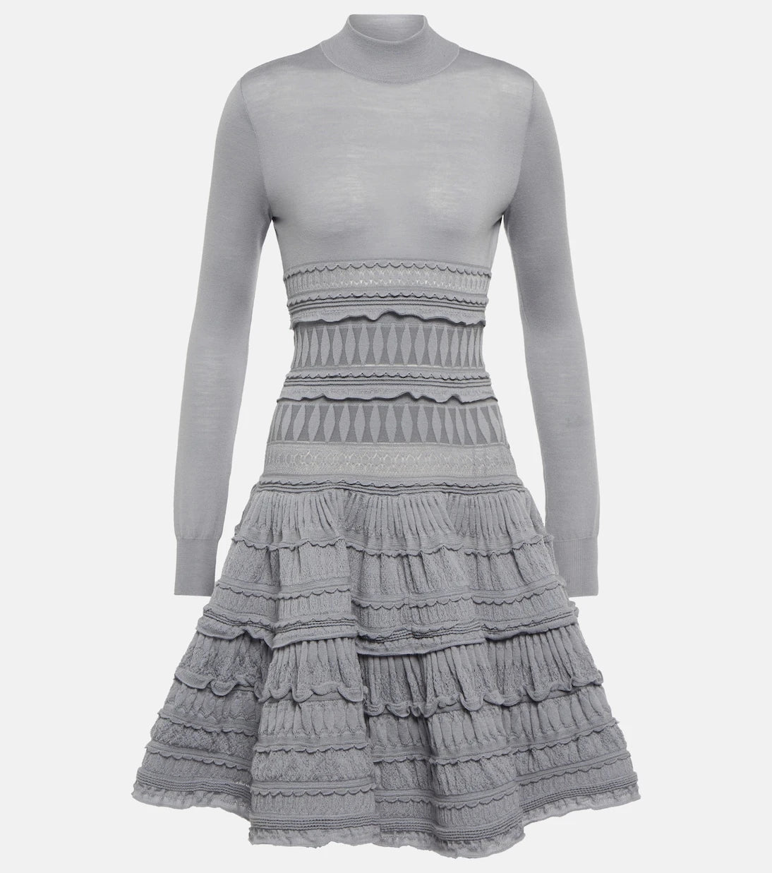 Alaïa - فستان من مزيج الصوف والدانتيل
