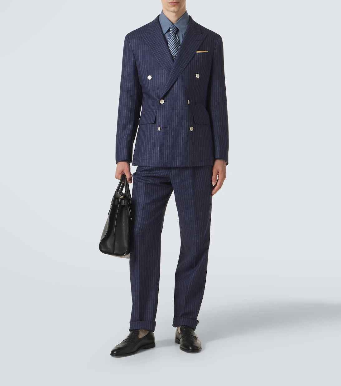 Dunhill - Pinstripe double-breasted linen blazer