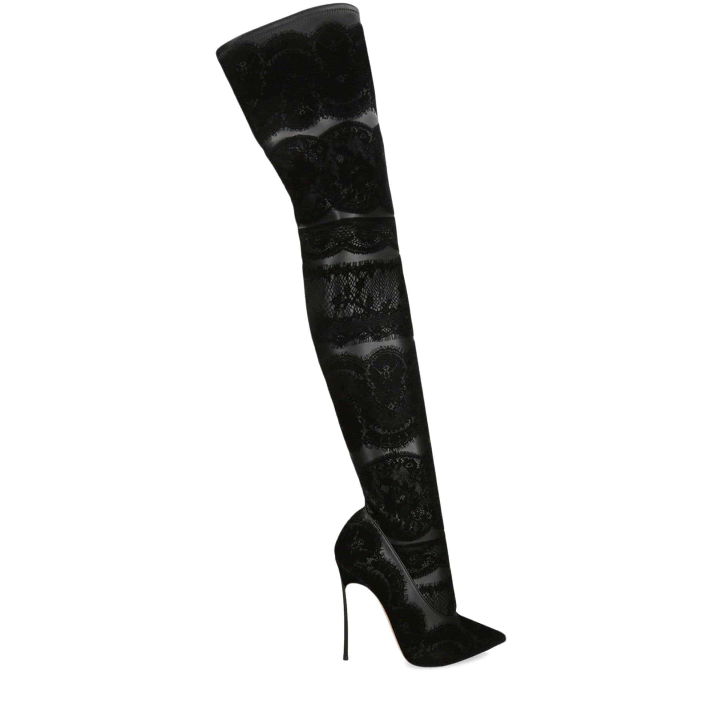 Casadei Black Lace Blade Over-The-Knee Boots 120