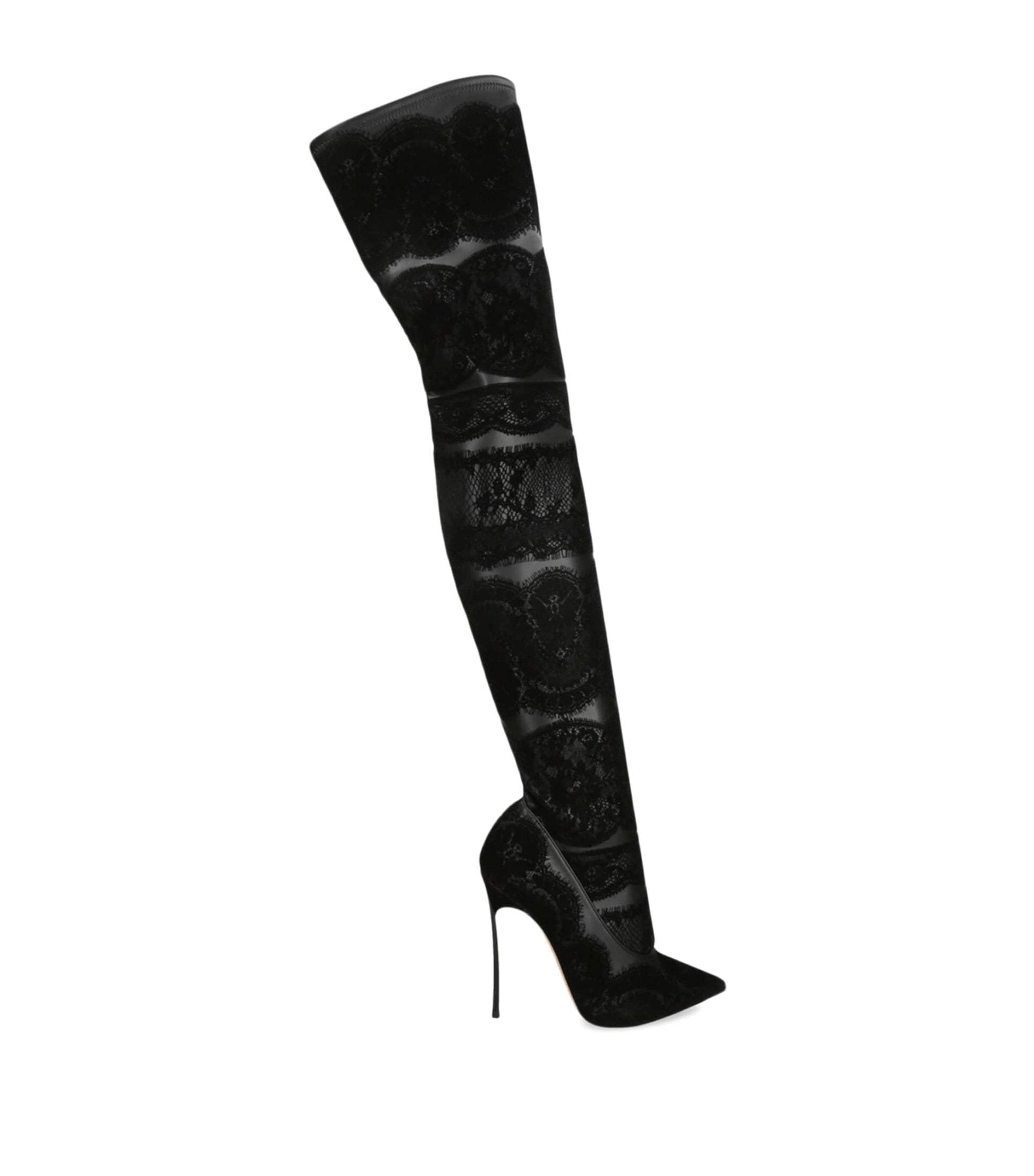 Casadei Black Lace Blade Over-The-Knee Boots 120
