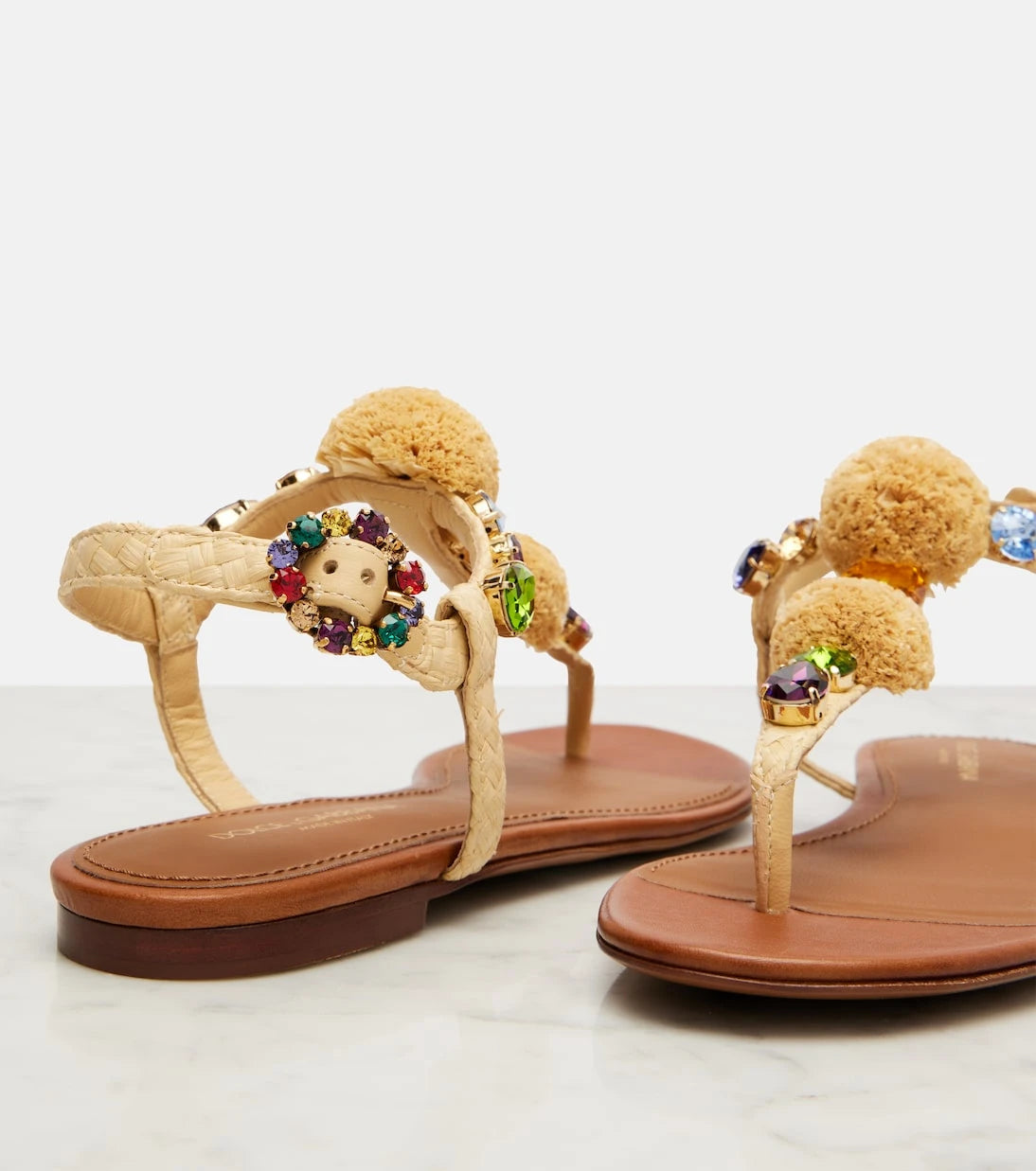 Dolce&Gabbana - Süslü hasır efektli parmak arası sandalet