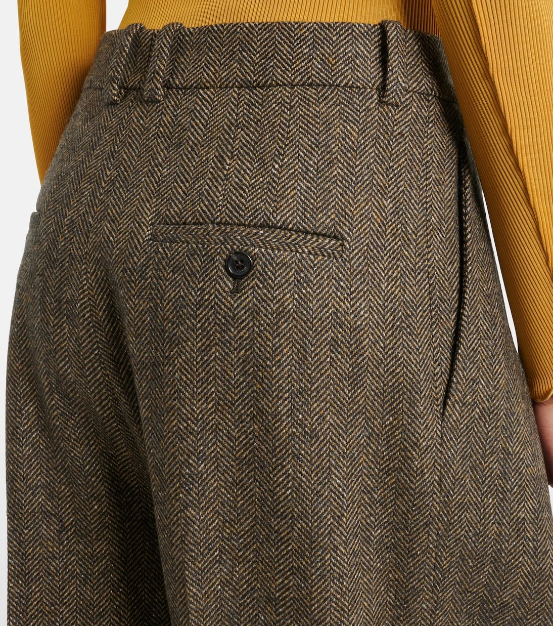 Saint Laurent - Herringbone wool-blend wide-leg pants