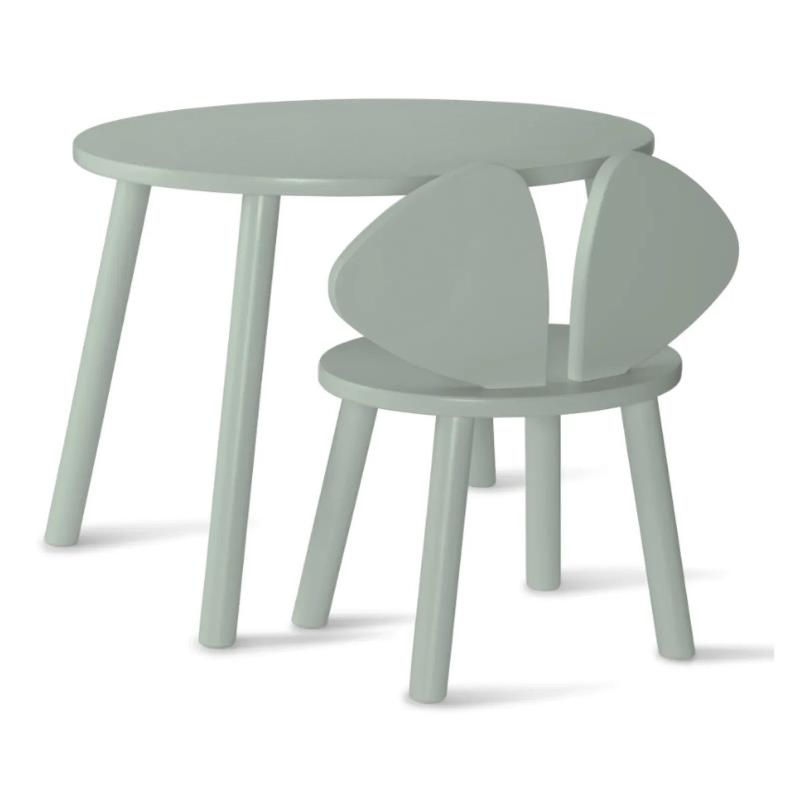 Nofred - Birch Mouse Table and Chair | Olive green