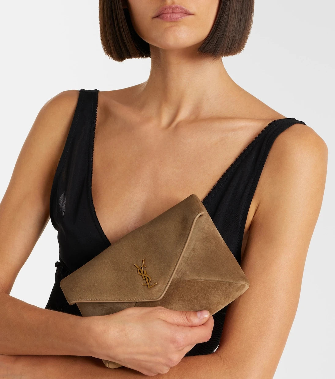 Saint Laurent - Cassandre Small suede clutch