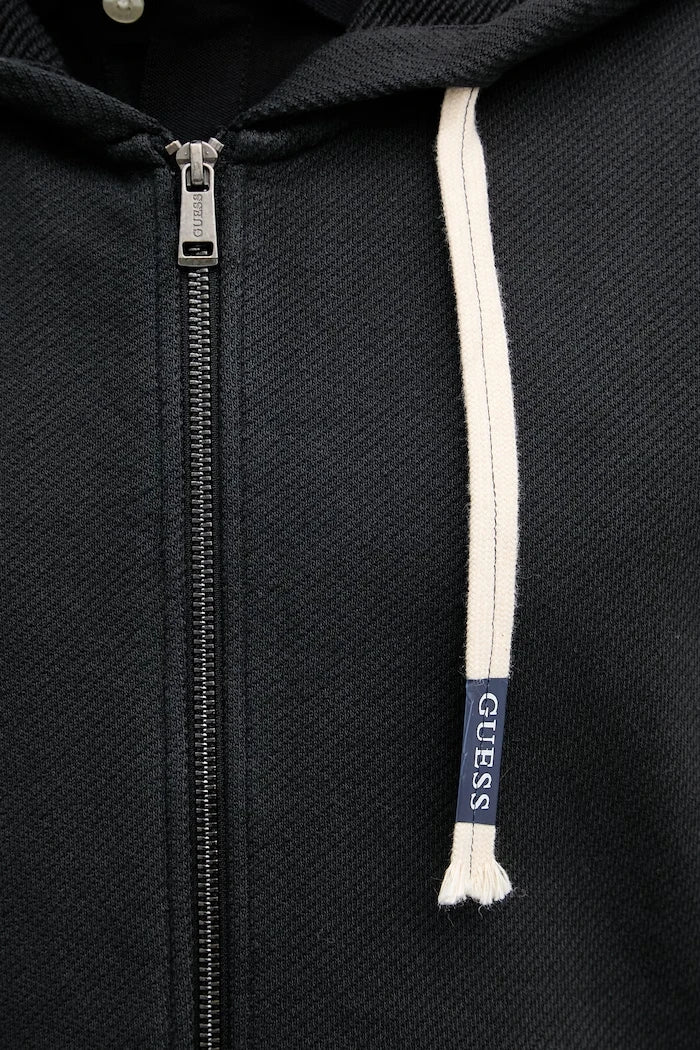Guess erkek pamuklu kapüşonlu fermuarlı sweatshirt