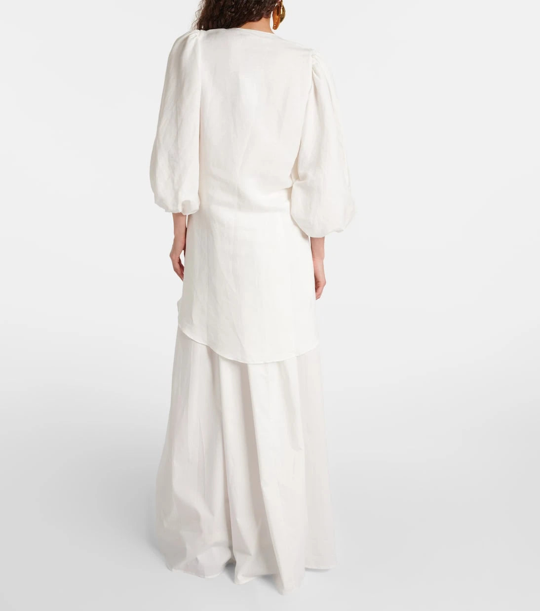 Adriana Degreas - Puff-sleeve linen-blend blouse