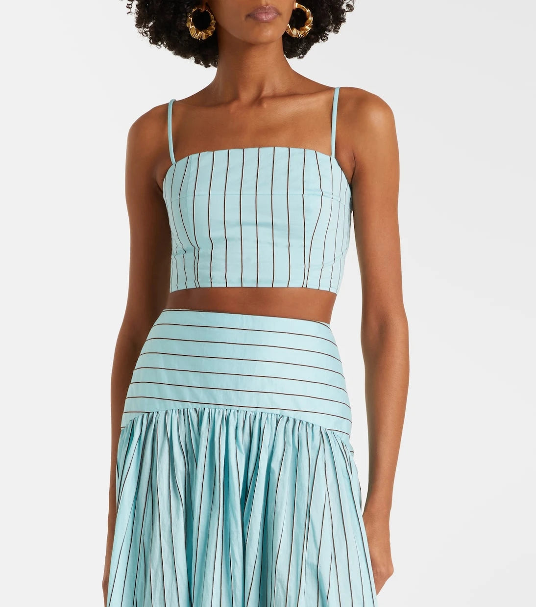 Staud - Federico striped cotton-blend crop top