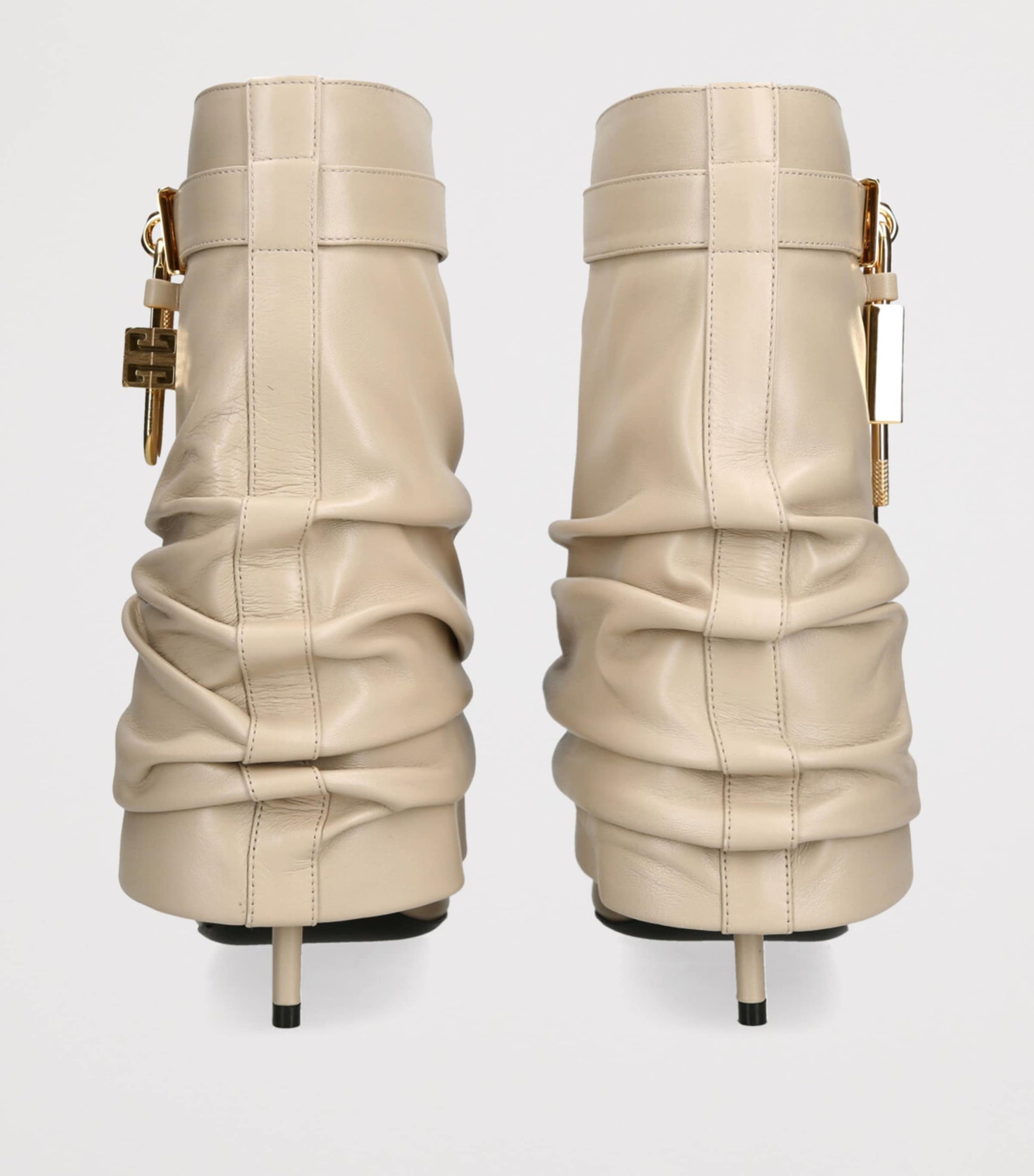 Givenchy Beige Leather Scrunched Shark Lock Boots 100