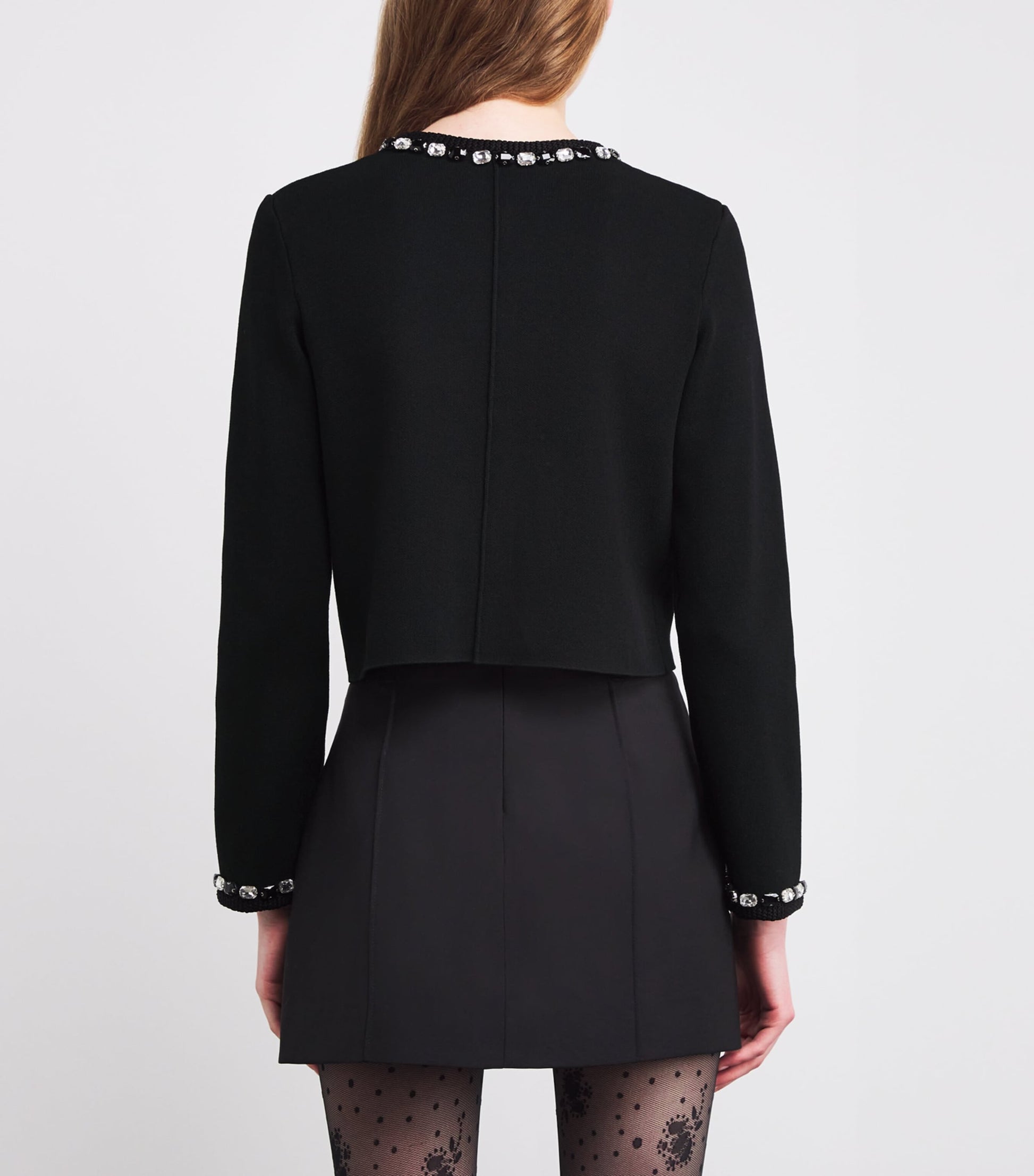 Black Embellished Cropped Cardigan