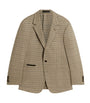 Beige Virgin Wool-Cashmere Tattersall Check Bourdon Blazer