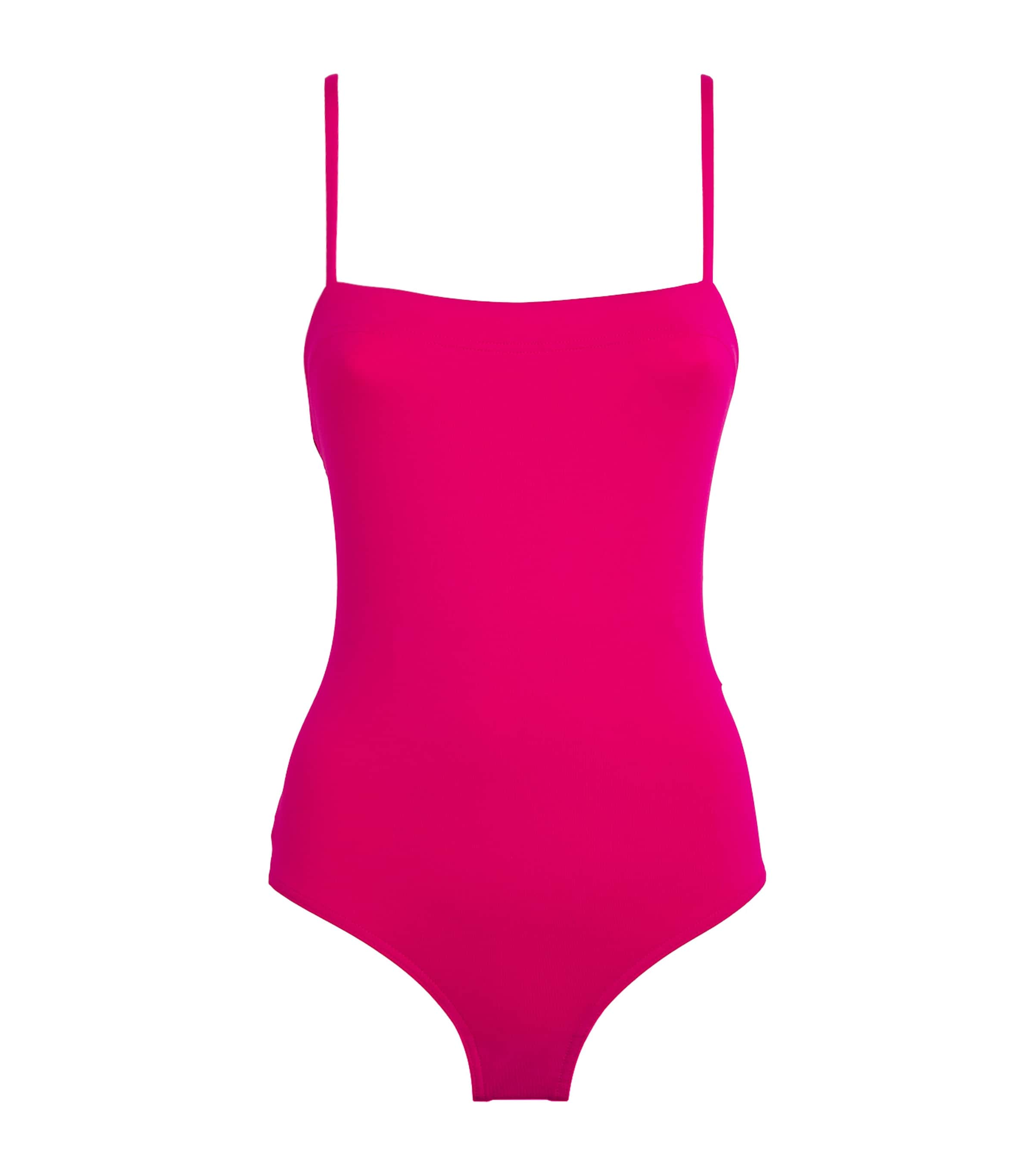 Pink Square-Neck Aquarelle Swimsuit