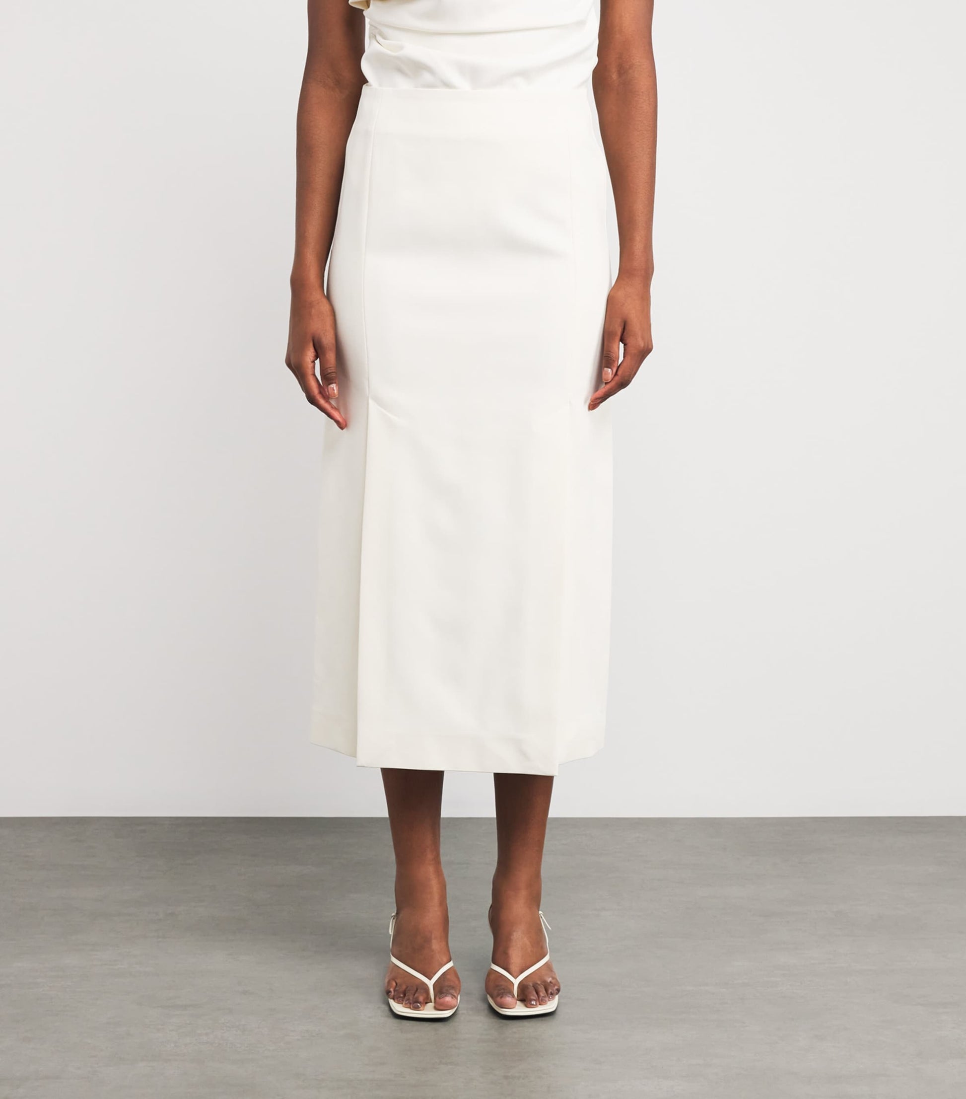 Róhe White Satin Midi Skirt