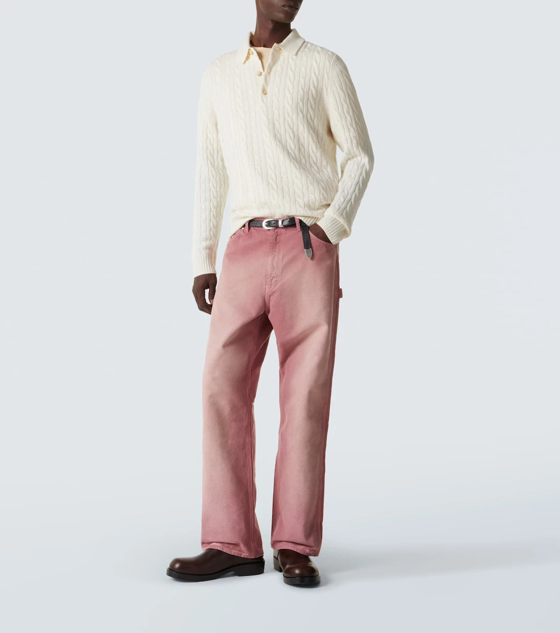 Arch4 - Cable-knit cashmere polo sweater