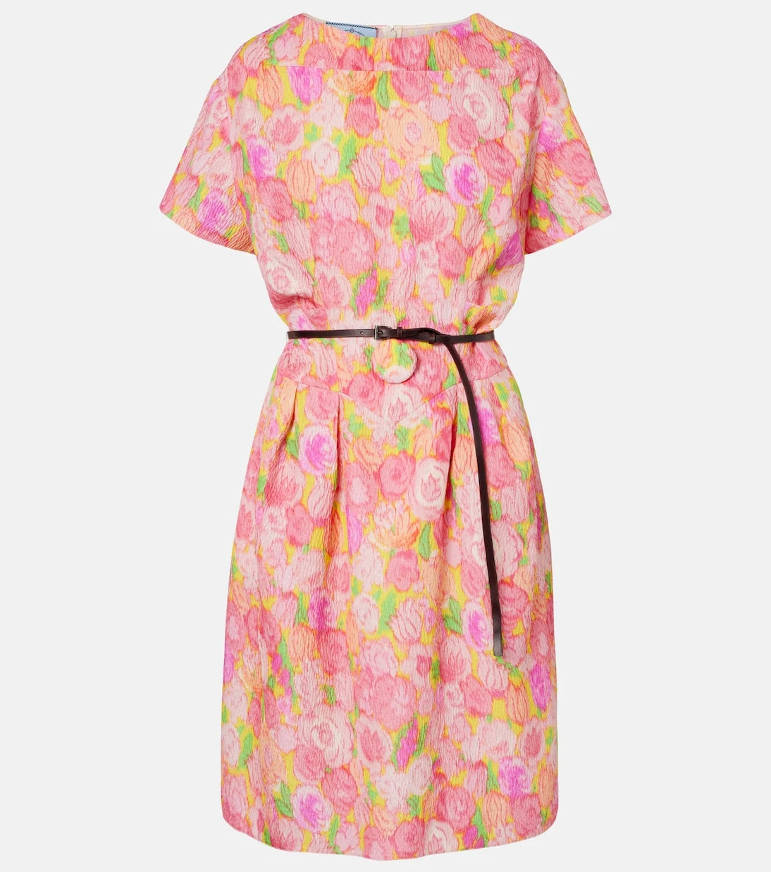 Prada - Floral silk-blend cloqué midi dress
