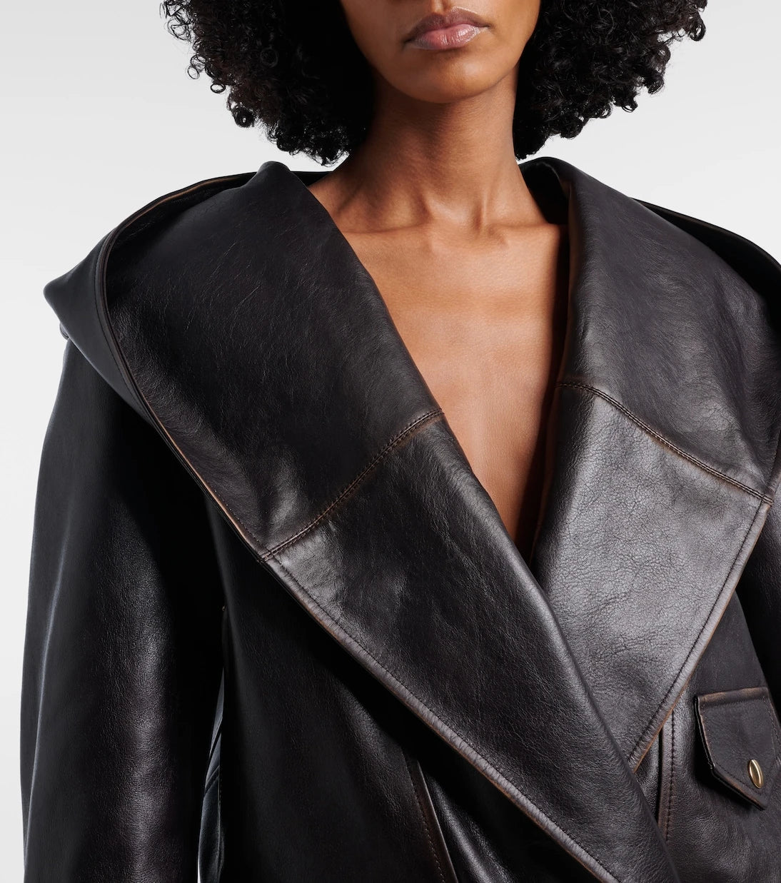 Alaïa - Hooded leather biker jacket