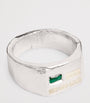 Sterling Silver and Emerald Hallmark Signet Ring
