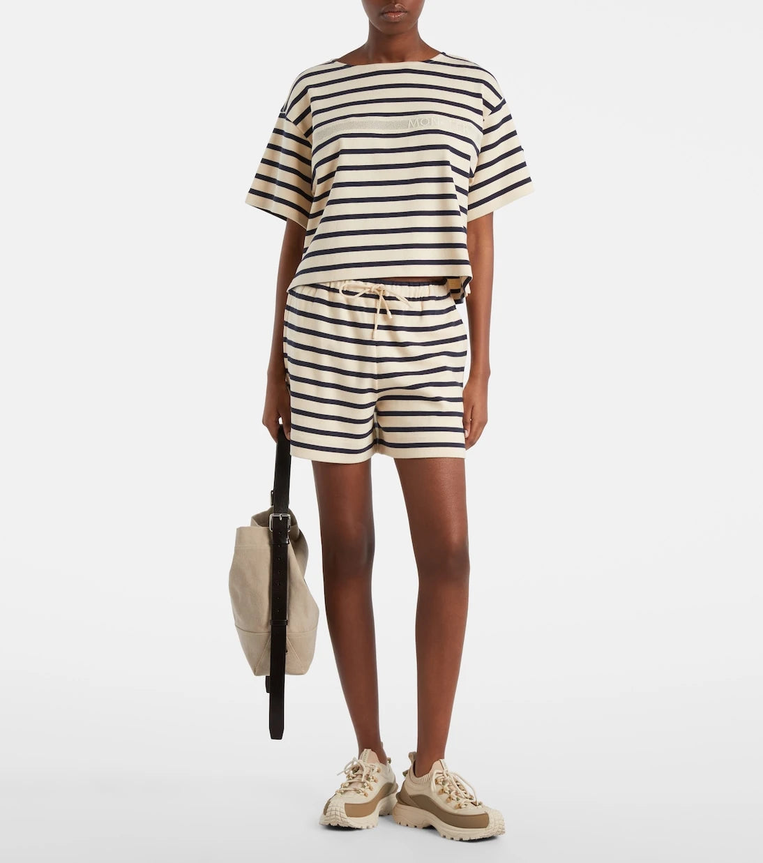 Moncler - Striped cotton jersey shorts