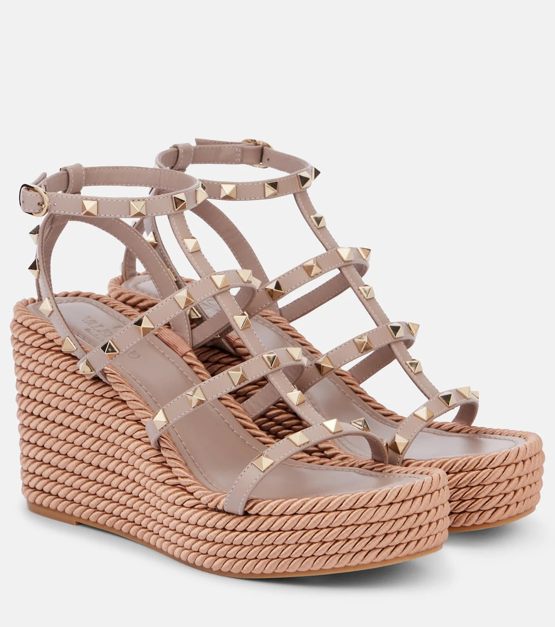 Valentino Garavani - Rockstud leather wedge esapdrilles
