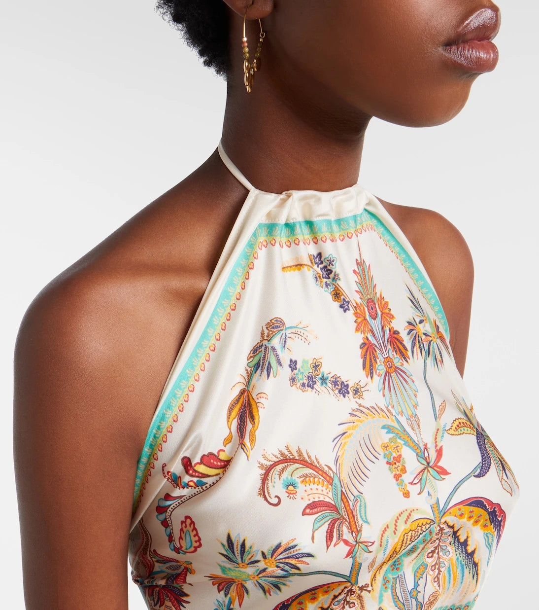 Etro - Printed halterneck silk top