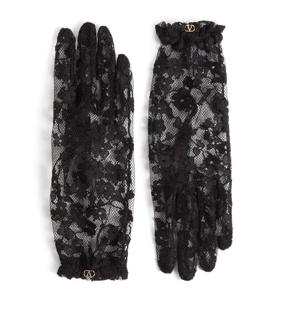 Valentino Garavani Black Lace VLogo Signature Gloves