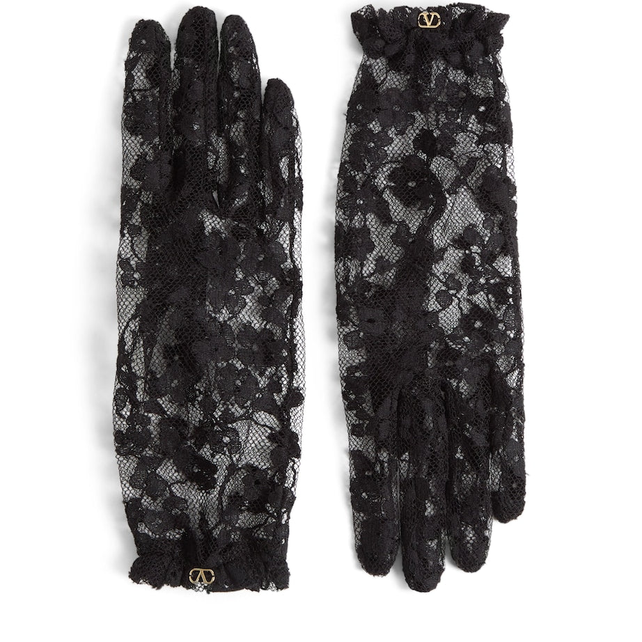 Valentino Garavani Black Lace VLogo Signature Gloves