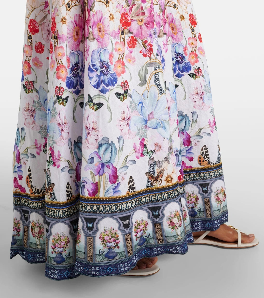 Camilla - Crystal-embellished linen maxi skirt