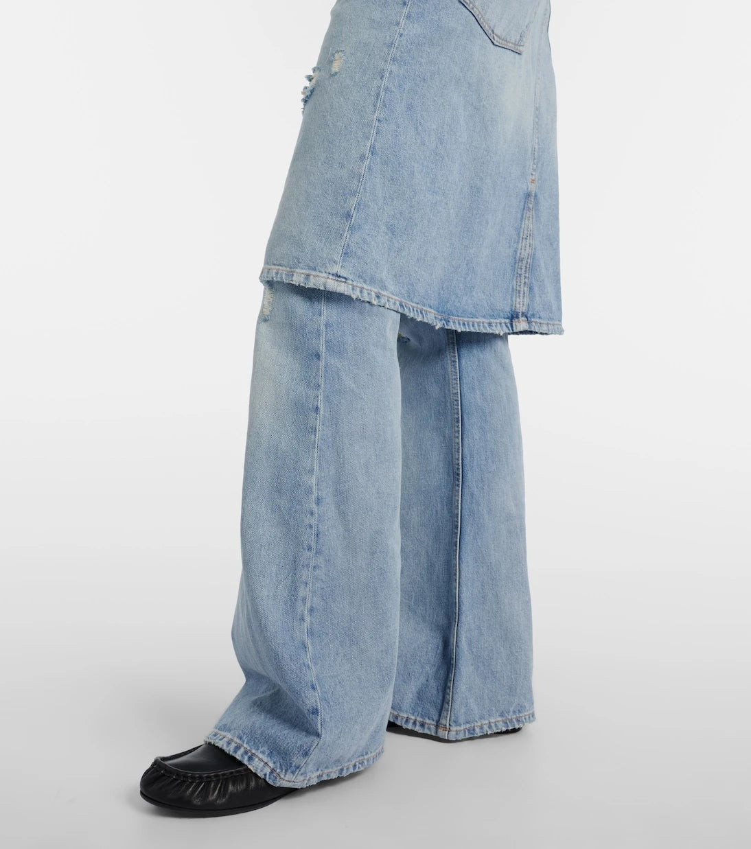 Acne Studios - Distressed layered wide-leg jeans