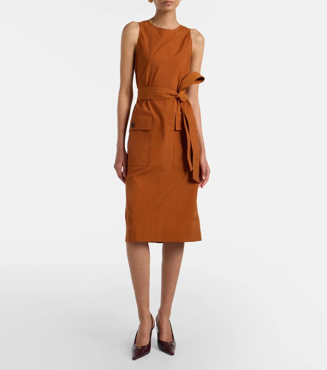 Saint Laurent - Kemerli midi elbise