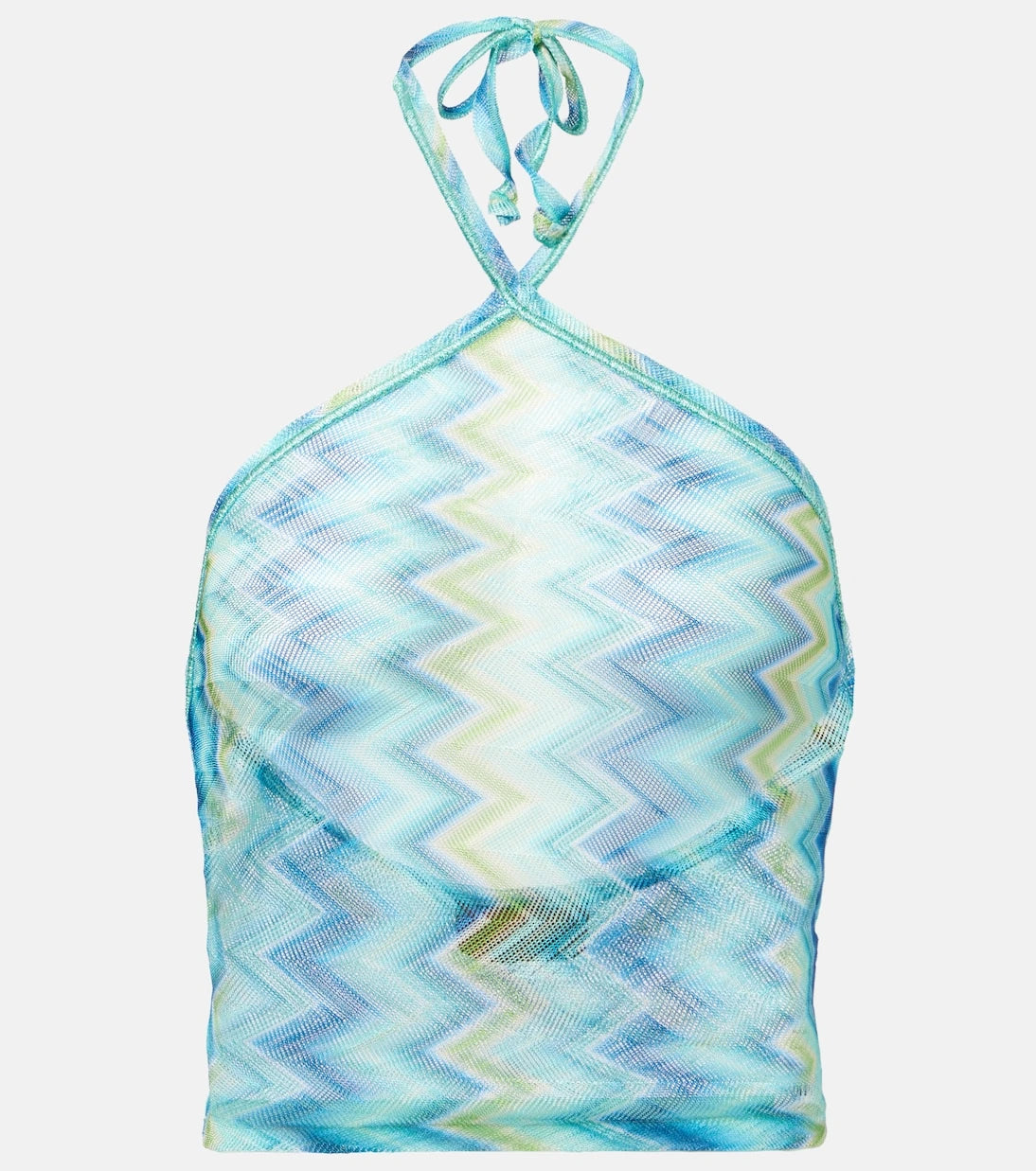Missoni - Zigzag transparan halter yaka bluz
