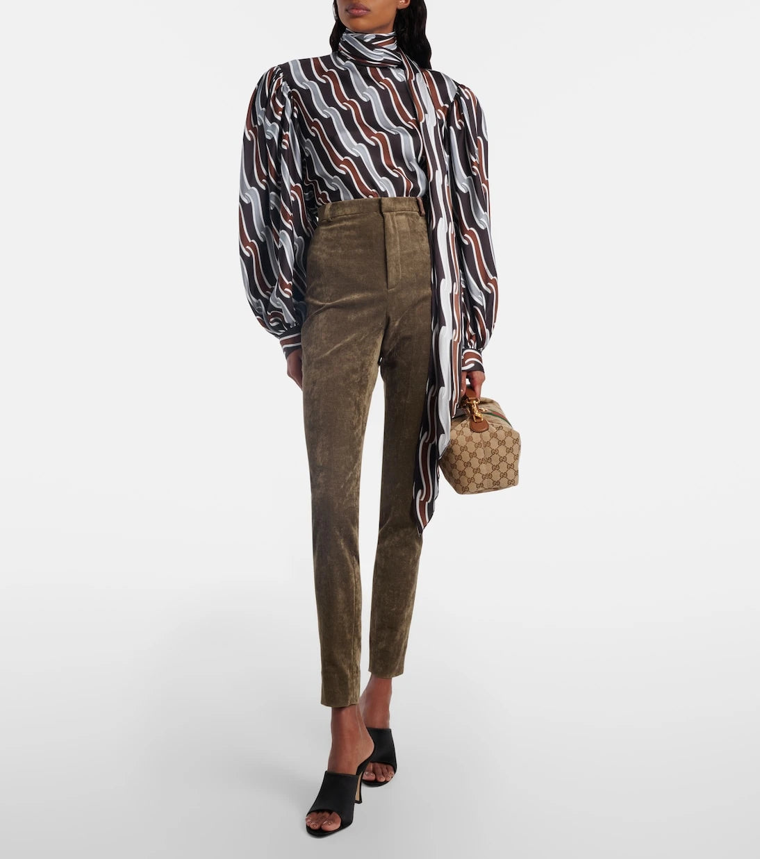 Gucci - Cotton-blend velvet leggings