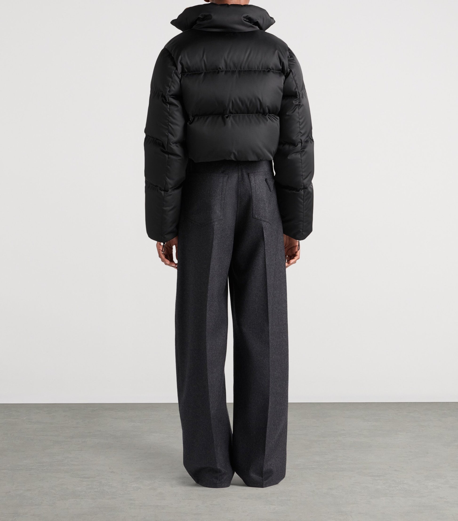 Prada Black Re-Nylon Cropped Down Jacket