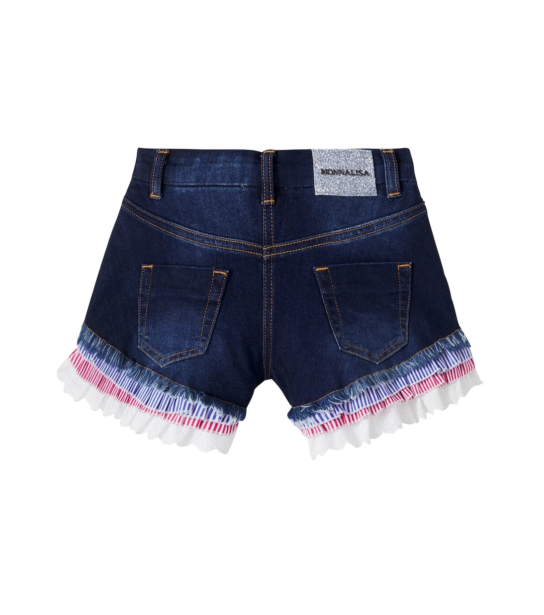 Monnalisa - Embellished fringed denim shorts