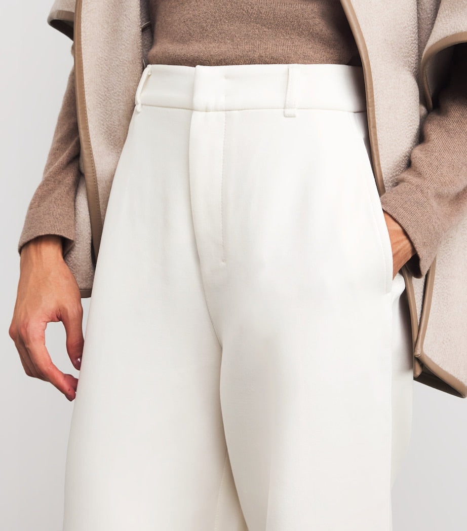 Max Mara White Cotton-Blend Jersey Trousers