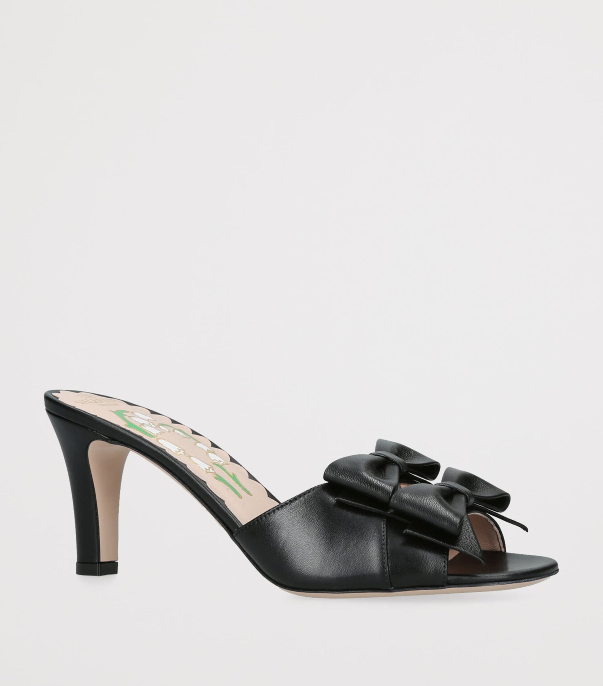 Valentino Garavani Black Leather Bow-Detail Bowow Mules 75