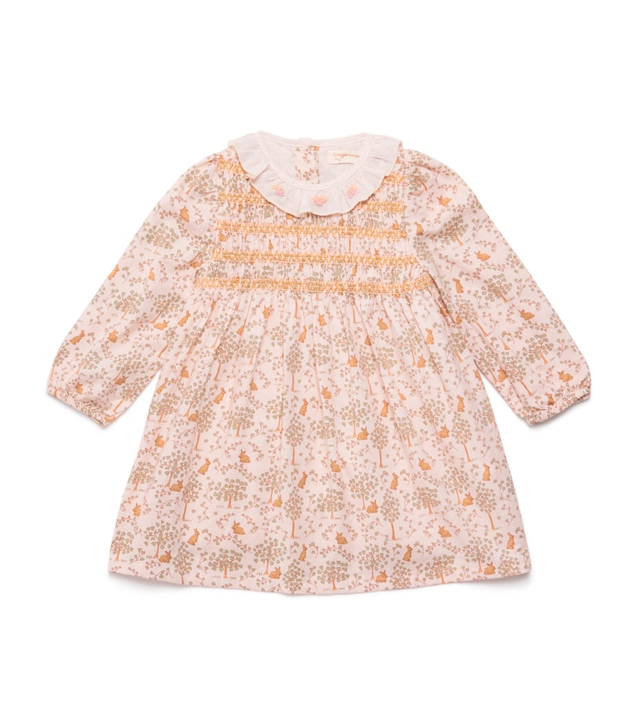 Gingersnaps Cotton Bunny Meadow Trixie Smock Dress (6-36 Months)