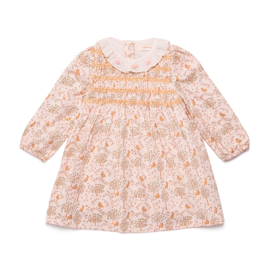 Gingersnaps Cotton Bunny Meadow Trixie Smock Dress (6-36 Months)