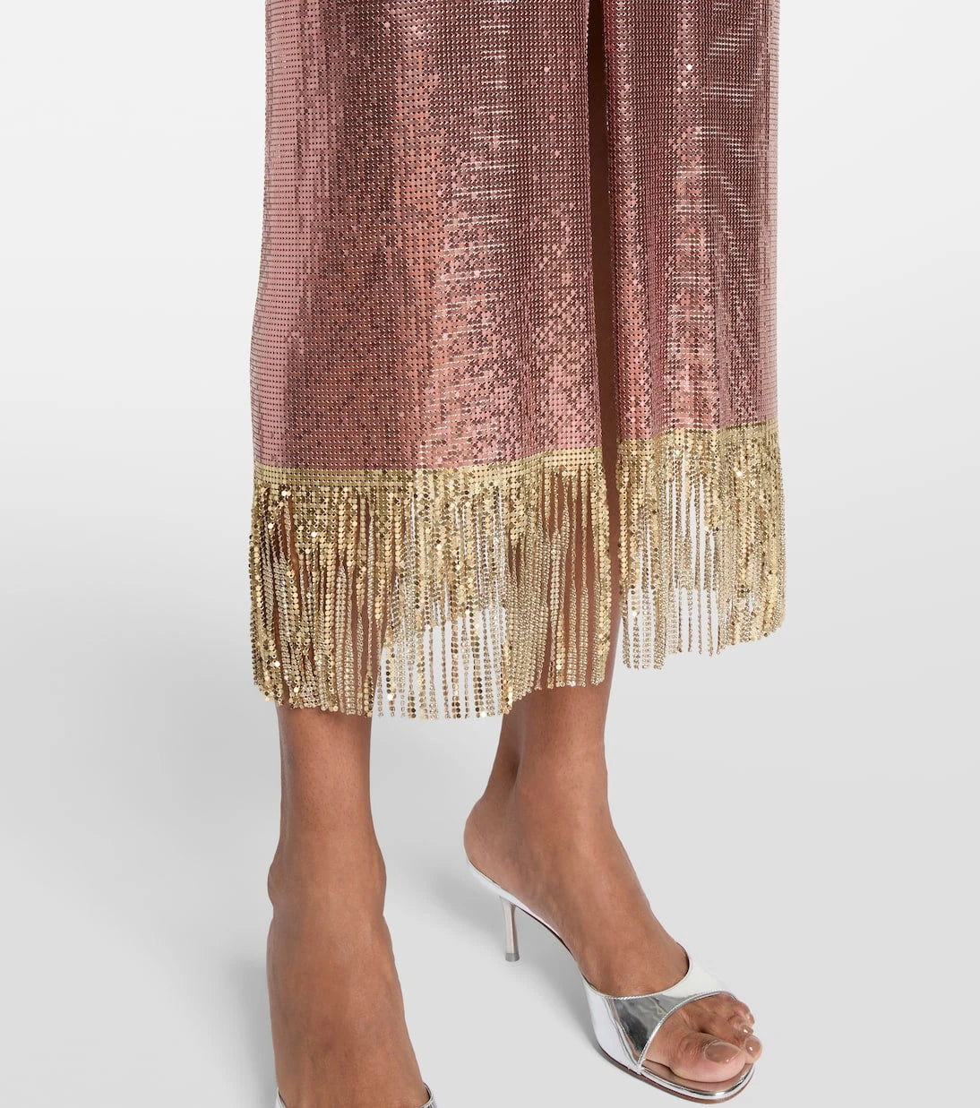 Rabanne - Fringed metallic midi dress