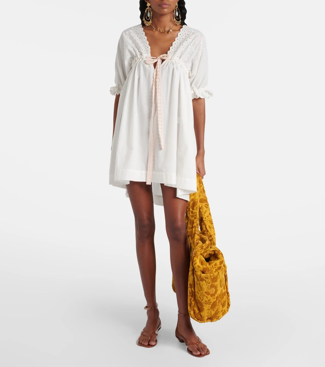 Chloé - Broderie anglaise cotton-blend minidress