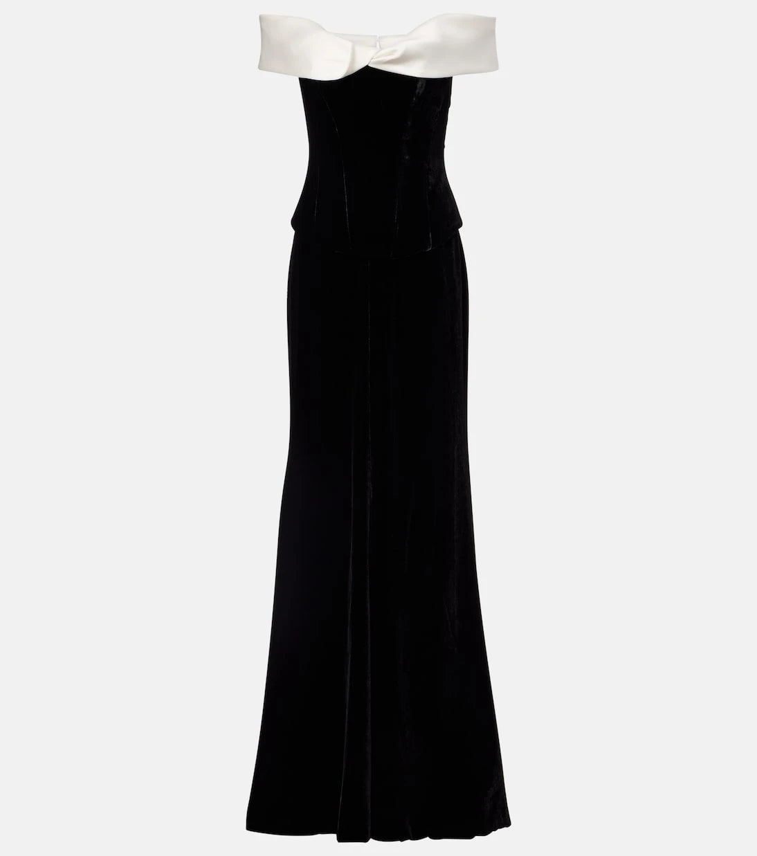 Costarellos - Off-shoulder velvet bustier gown