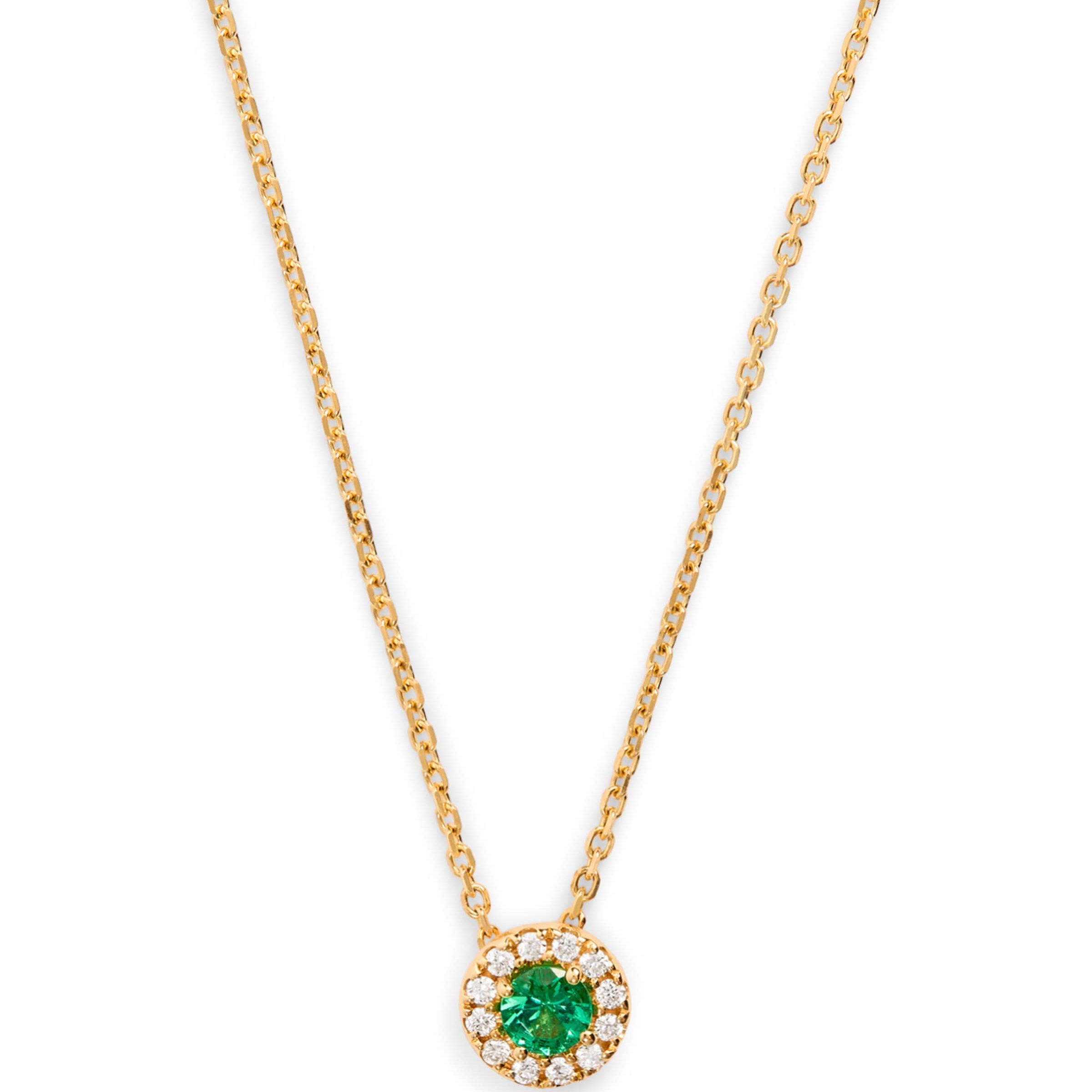 Yellow Gold, Diamond and Emerald Bold Necklace