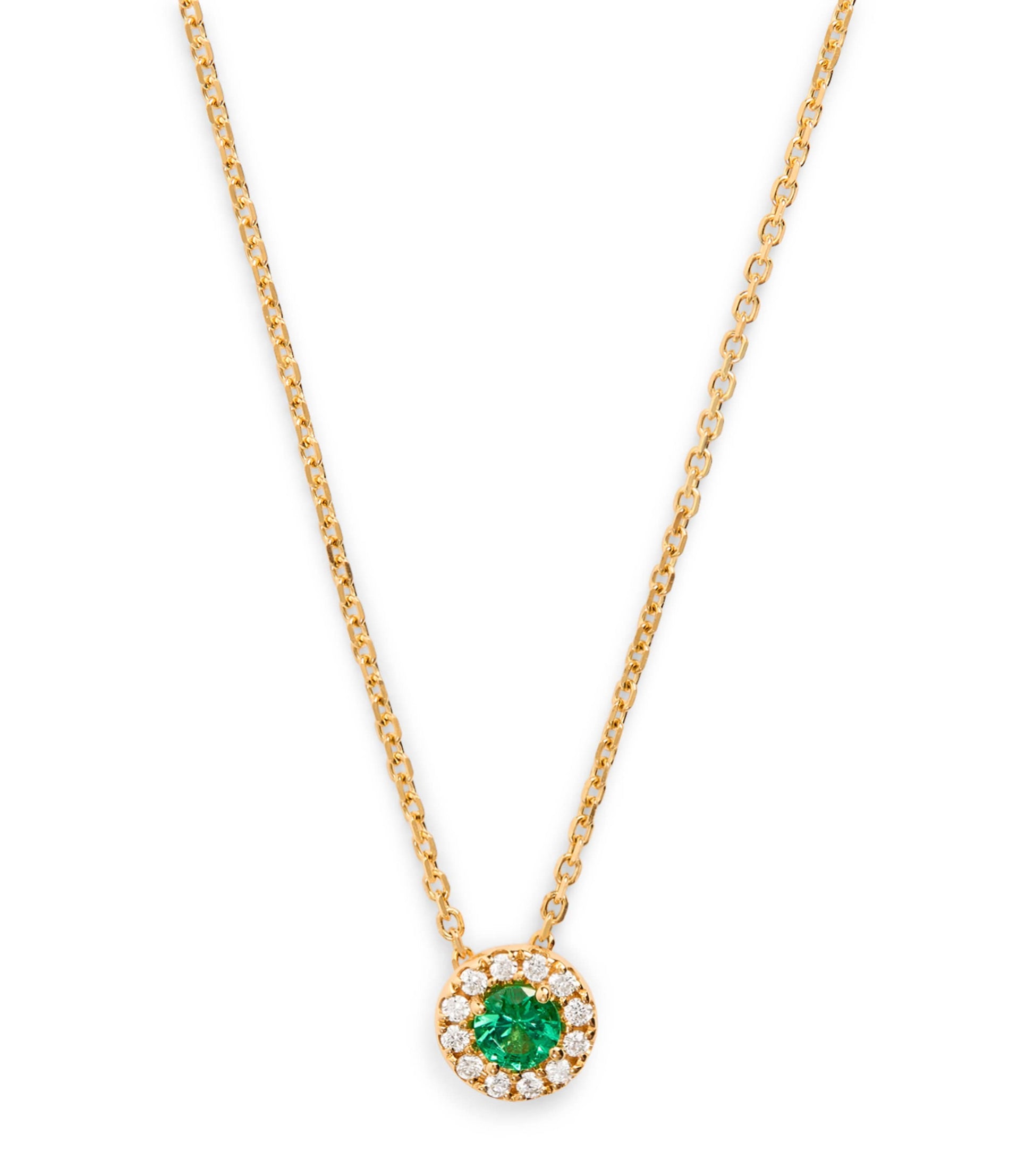 Yellow Gold, Diamond and Emerald Bold Necklace