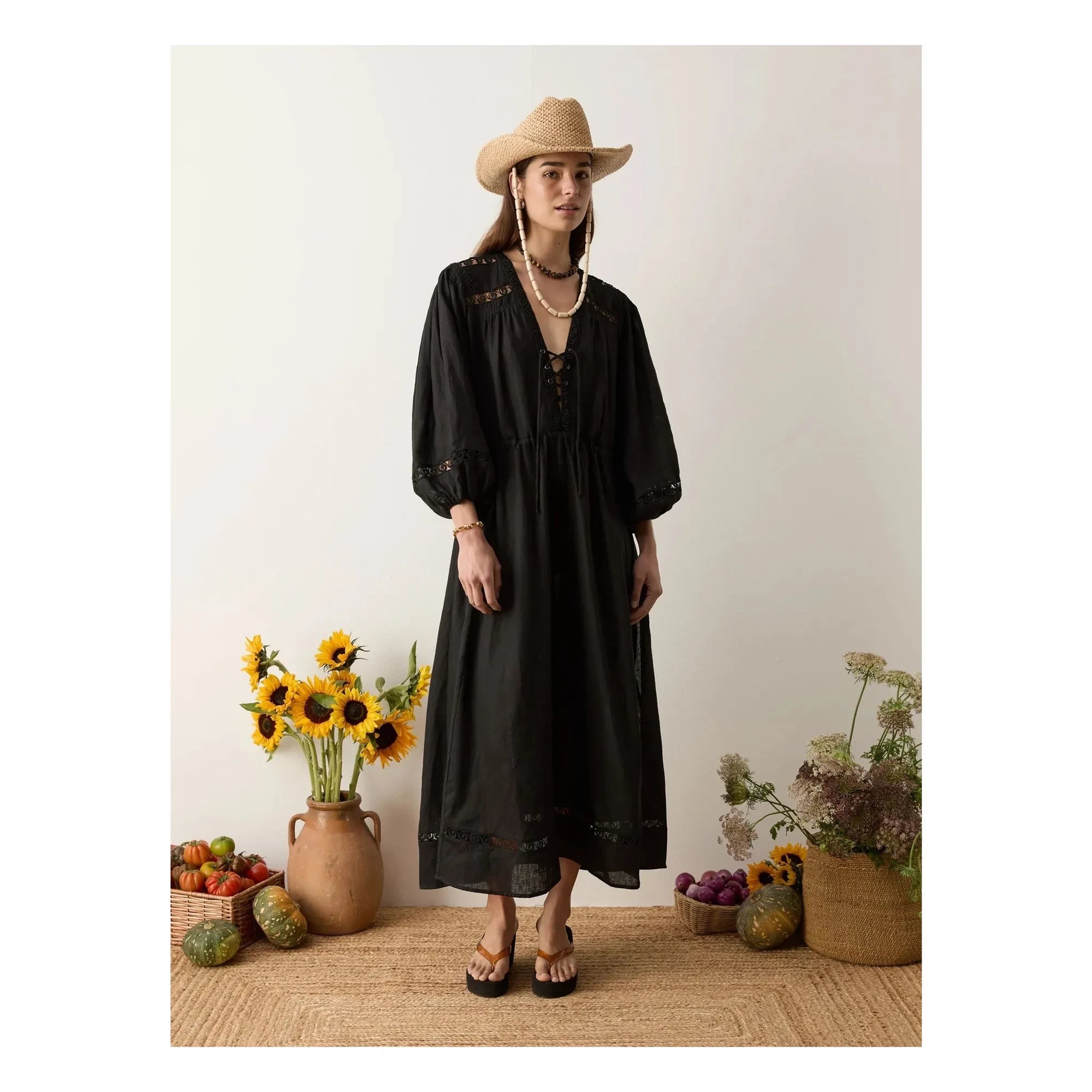 Boteh - Atlas Linen Smocked Dress | Black